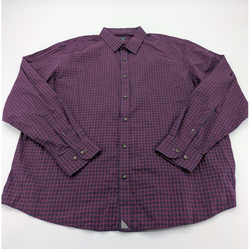 UNTUCKit Andretti Slim Fit‎ Gingham Button Down Shirt Mens 3XL Navy Red